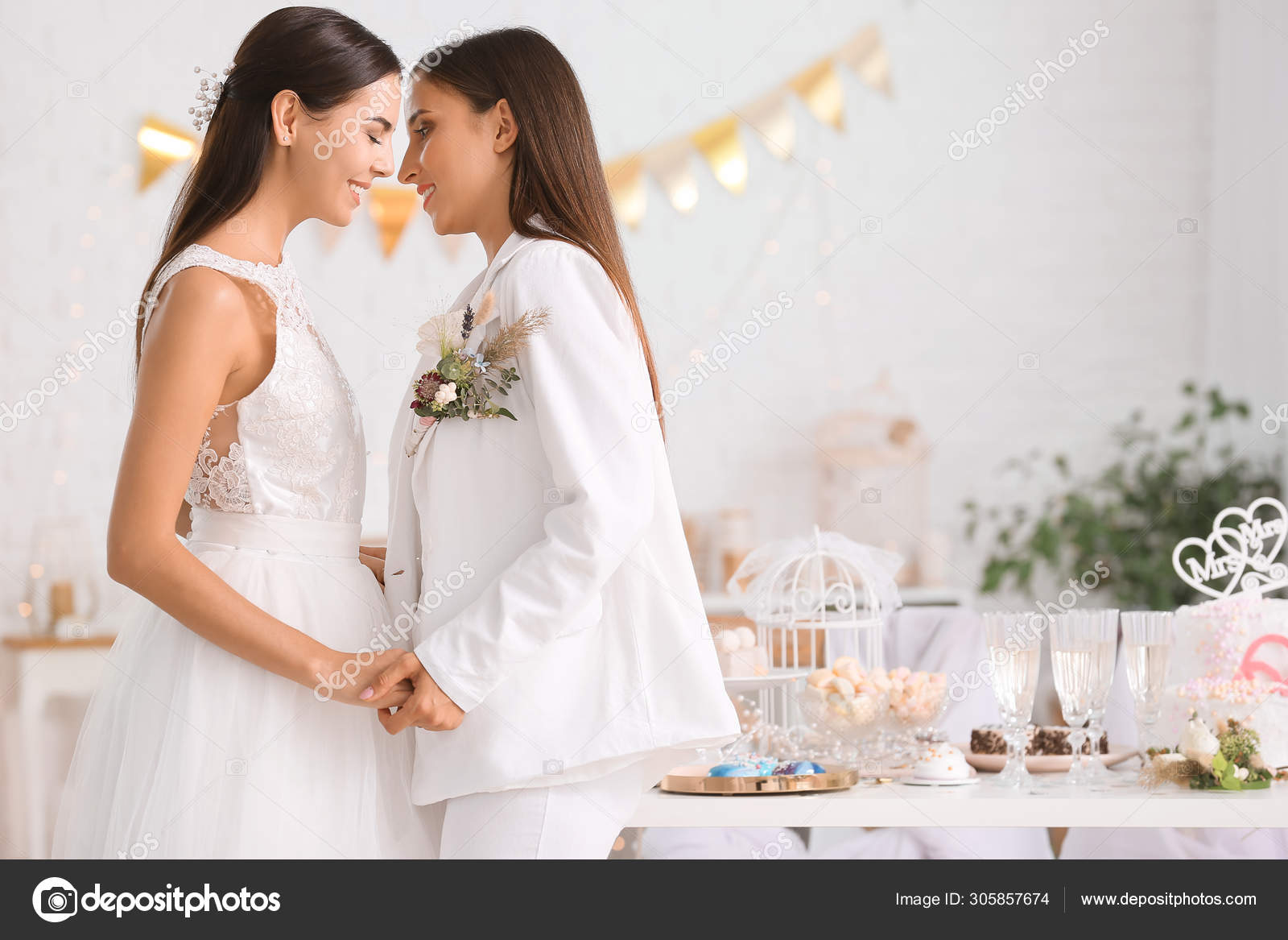 Beautiful lesbian couple during wedding ceremony Stock Photo by ©serezniy 305857674 photo photo