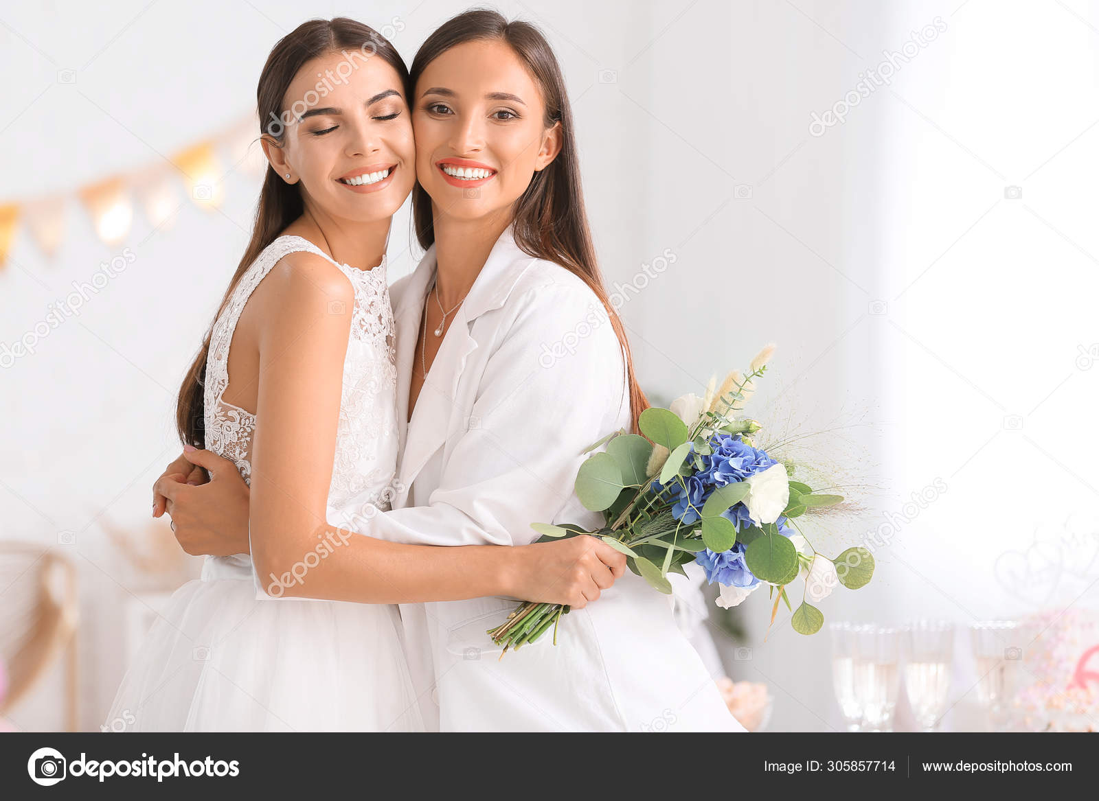 Beautiful lesbian couple during wedding ceremony Stock Photo by ©serezniy 305857714 photo image
