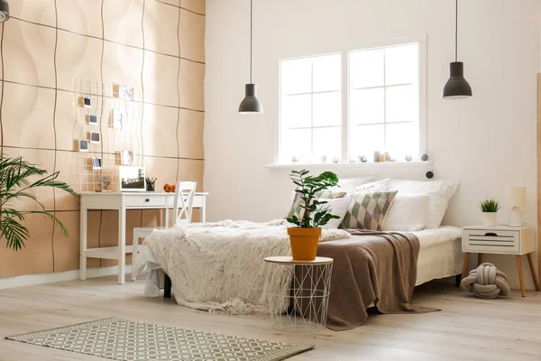 Stylish interior of modern bedroom — Stock Photo, Image