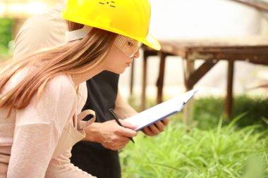 Serada çalışan genç tarım mühendisleri