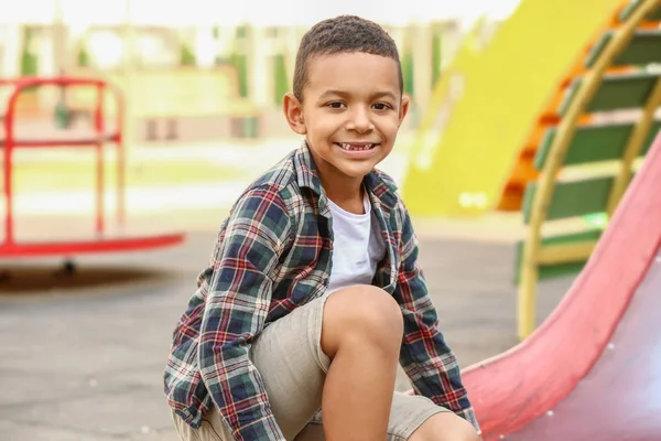 Cute little African-American boy on playground — Stock Photo, Image