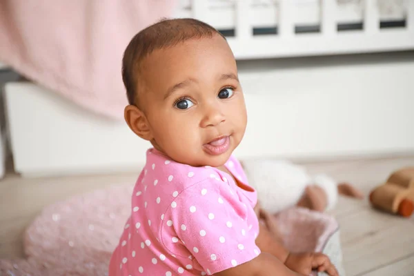 Portrait of cute African-American baby at home — Stock Photo, Image