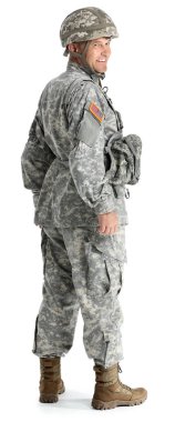 Beyaz arka planda olgun erkek asker