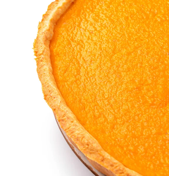 Tasty pumpkin pie on white background, closeup — Stock Photo, Image