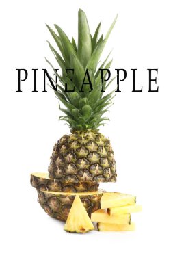Beyaz arka plan üzerinde olgunlaşmış ananas kesme
