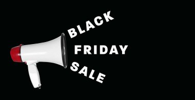 Megafon ve metin Black Friday Sale karanlık arka plan