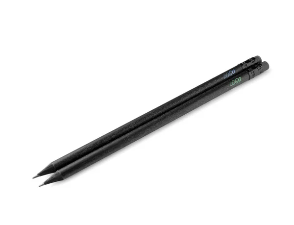 Black pencils with logo on white background — Stock Photo, Image