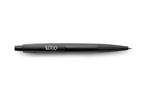 Stylish pen with logo on white background