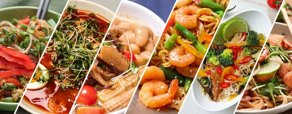 Verschiedene leckere chinesische Speisen — Stockfoto