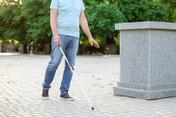 Cego maduro homem andando no parque — Fotografia de Stock