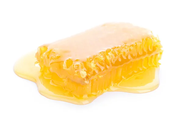 Peignes de miel frais sur fond blanc — Photo