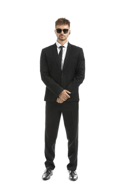 Handsome security guard on white background — Stock Photo, Image