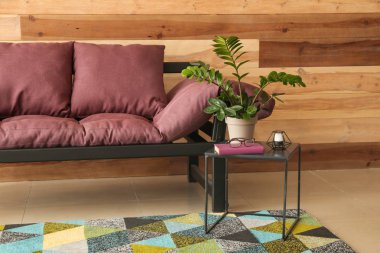 Kanepe, masa ve houseplant ile oda iç