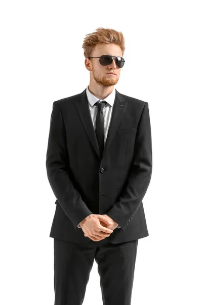 Handsome security guard on white background — Stock Photo, Image