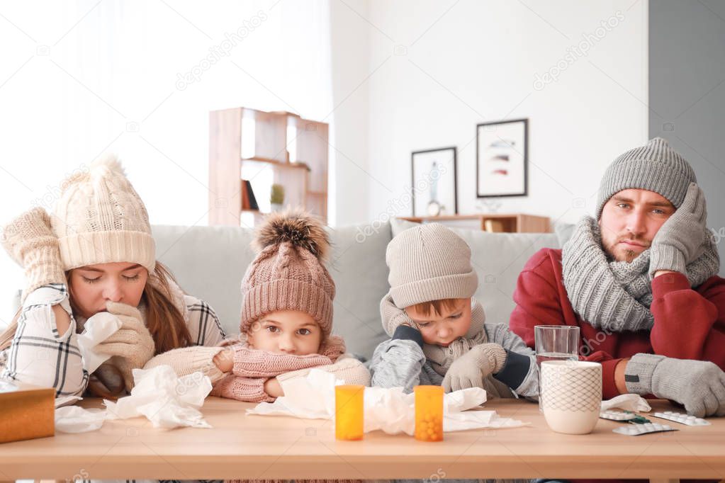 Family ill with flu at home