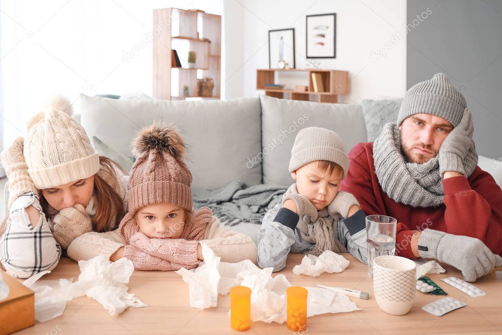 Family ill with flu at home