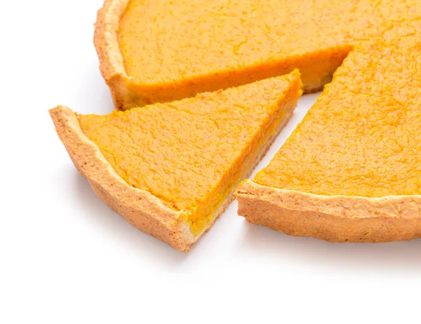 Tasty pumpkin pie on white background, closeup — Stock Photo, Image