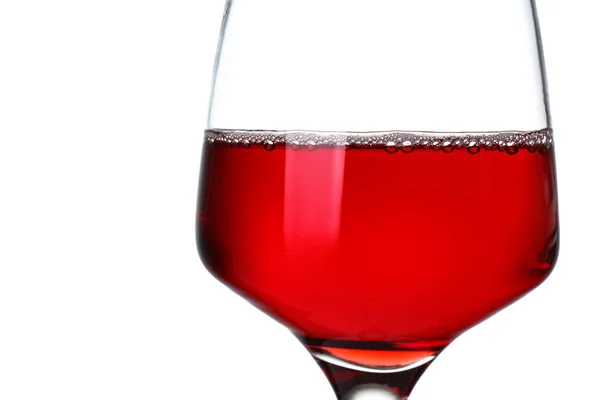 Glas Wein auf weißem Hintergrund, Nahaufnahme — Stockfoto