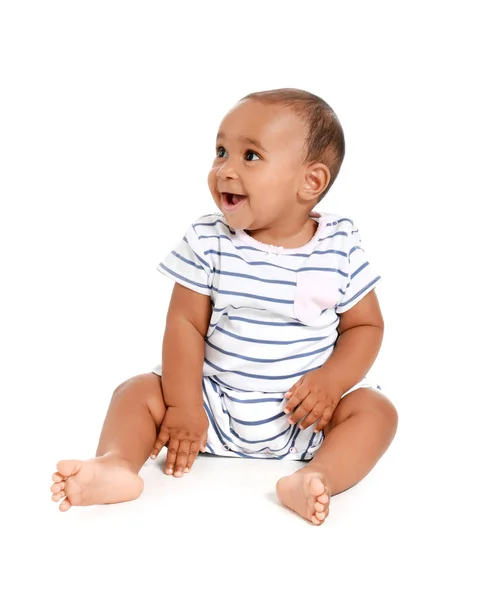 Cute African-American baby on white background — Stock Photo, Image