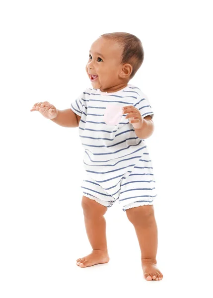 Cute African-American baby on white background — Stock Photo, Image