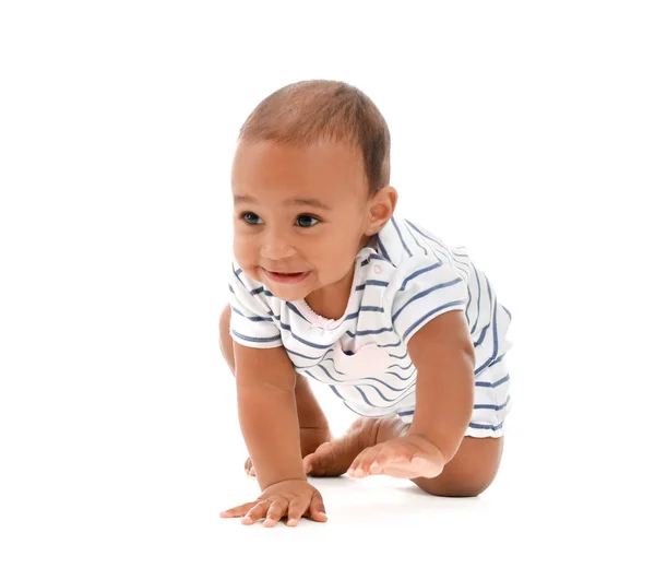 Cute African-American baby on white background — Stock Photo, Image