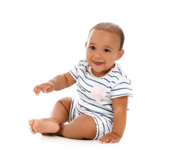 Cute African-American baby on white background — Stock Photo, Image