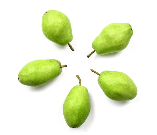 Composition with fresh pears on white background — Stock Photo, Image