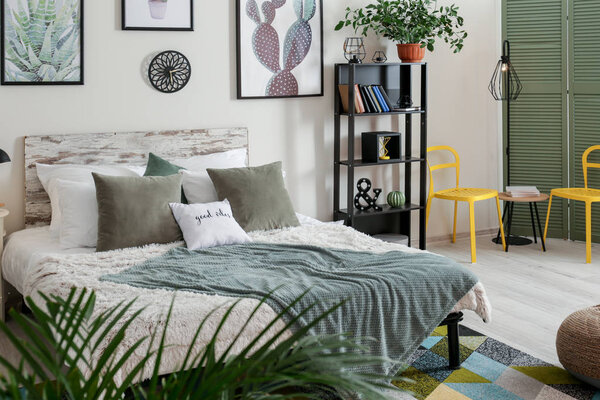 Stylish interior of modern bedroom