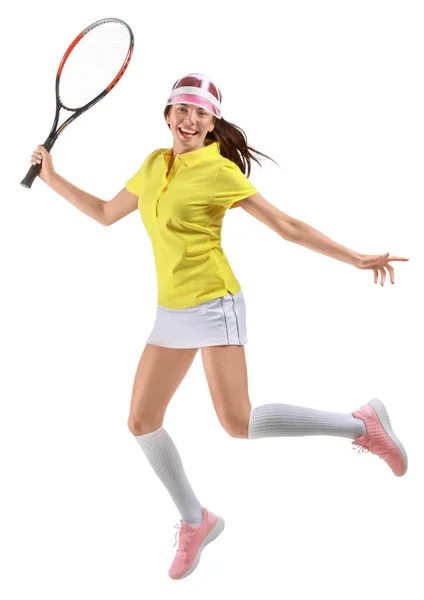 Beautiful tennis player on white background — Stock Photo, Image