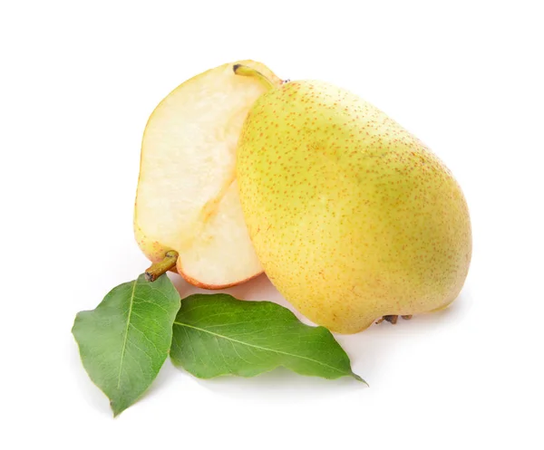 Sweet cut pear on white background