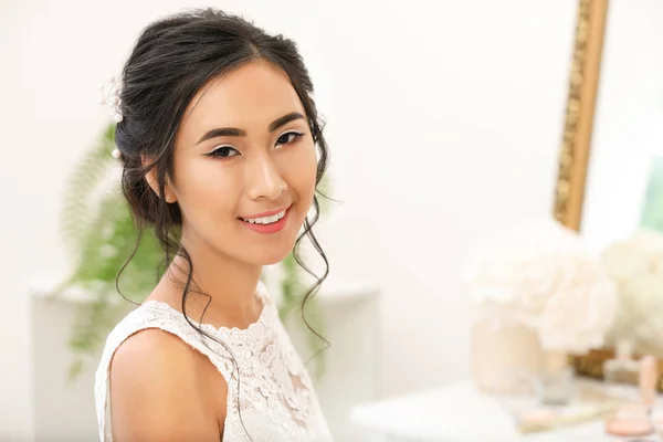 Beautiful young Asian bride at home — Stock Photo, Image