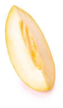 Beyaz arka plan üzerinde olgunlaşmış kavun dilim