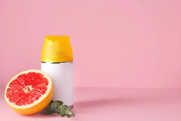 Bottle of air freshener on color background — Stock Photo, Image