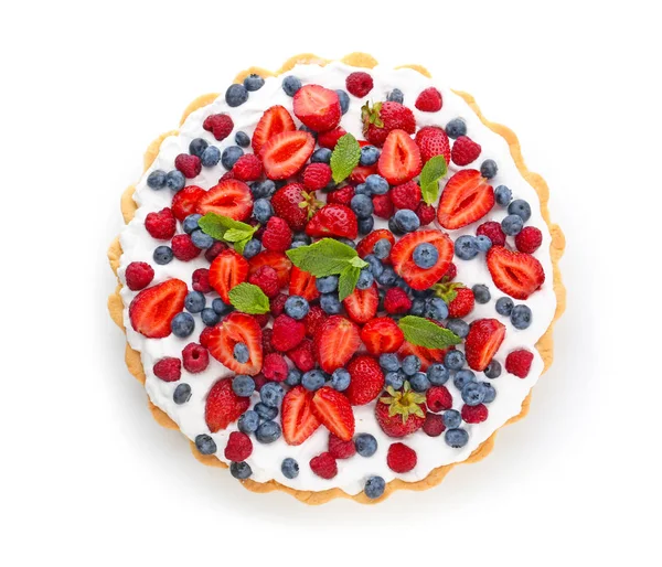 Tasty berry pie on white background — Stock Photo, Image