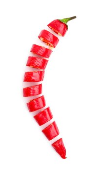 Beyaz arka planda biber kes