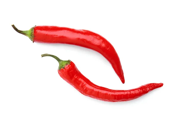 Hot chili peppers on white background — Stock Photo, Image
