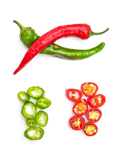 Hot chili peppers on white background — Stock Photo, Image