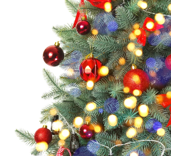 Beautiful Christmas tree on white background, closeup — Stock Photo, Image