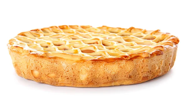 Вкусный яблочный пирог на белом фоне — стоковое фото