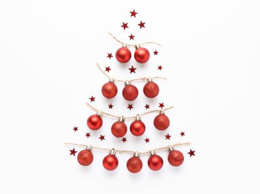 Beyaz arka planda güzel bir Noel kompozisyonu