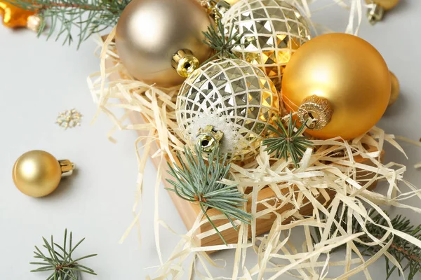 Beautiful Christmas composition on grey background — Stock Photo, Image