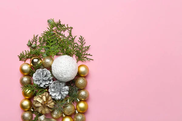 Beautiful Christmas composition on color background — Stock Photo, Image