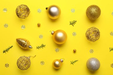 Renk arkaplanındaki güzel Noel kompozisyonu