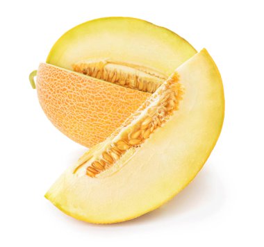 Beyaz arka planda tatlı olgun kavun