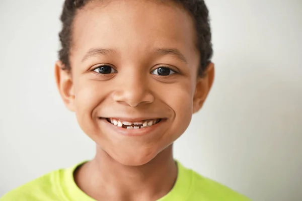 Cute African-American boy on light background — Stock Photo, Image