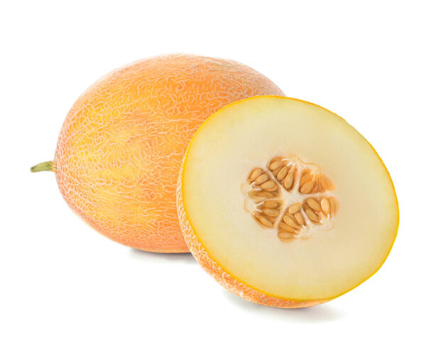 Sweet ripe melons on white background