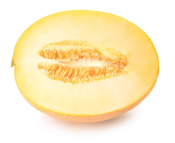 Hälfte der reifen Melone auf weißem Hintergrund — Stockfoto