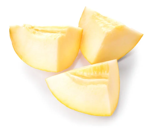 Rodajas de melón maduro sobre fondo blanco —  Fotos de Stock
