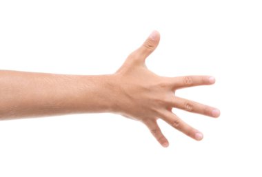 Beyaz arka planda çocuk eli