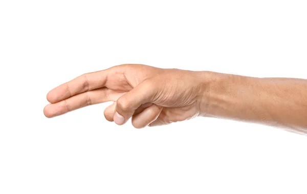 Mano masculina sobre fondo blanco — Foto de Stock